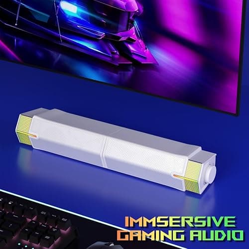 Jeecoo M20 Bluetooth Computer Speakers for PC Desktop Monitor, Gaming PC Sound Bar - Wired USB-Powered, Superb Stereo Sound, with LED Lighting (White) thumbnail 8