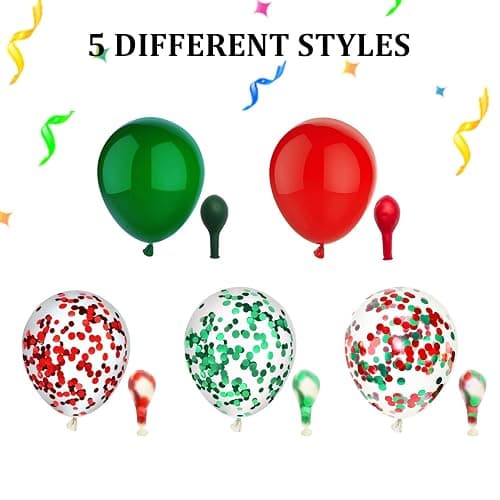PheiLa 50 Pcs 12 Inch Red and Green Confetti Balloons Christmas Balloons with Ribbons Christmas Party Decorations for Xmas Color Themed Party New Year Baby Shower Birthday Party Supplies thumbnail 4