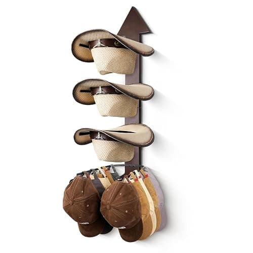 HYDERMUS Cowboy Hat Holder Rustic Wood Arrow Design Hat Organizer 4 Pieces Cowboy Hat Rack Western Decor Hat Storage Hanger for Display and Organization Walnut - Image 1
