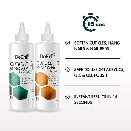 DeEnti Instant Cuticle Remover Gel, Nail Cuticle Softener, 8oz Eucalyptus | Softens and lifts cuticles in seconds for a fast, professional manicure, a gentle eucalyptus gel for salon-quality nail care thumbnail 2