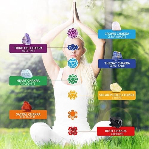 AOOVOO 17Pcs Crystals and Healing Stones, 14Pcs Real Raw Chakra Stones Set, Selenite Charging Plate, Amethyst Necklace, Rose Quartz, Mothers Day Gifts, Gift Box, Guide for Beginners, Collection, Meditation, Yoga thumbnail 2