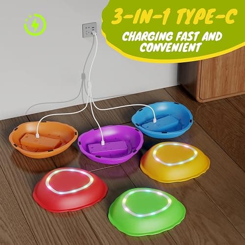 Scvcid Rechargeable Stepping Stones for Kids, 6pcs Music and Light Up Anti-Slip Balance Sensory Toys for Toddler, Kids Indoor and Outdoor Play Equipment, Birthday Gifts Toys for 3 4 5+ Year Old Kids thumbnail 2