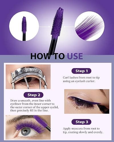 Waterproof Black Mascara&Liquid Eyeliner Pen Set,Volumizing Colored 5D Fiber Mascara for Eyelash Volume and Length Máscara,Longlasting Smudgeproof Matte Color Eye Liner Pencil Women Party Stage Use thumbnail 7