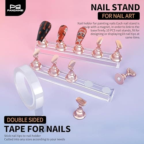 FANDAMEI Nail Art Tools, Nail Brush, 15 PCS Nail Art Brushes, 5 PCS Nail Dotting Tool, Nail Stand, Nail Holder For Painting Nails, Press On Nail Stand, Nail Tools, Nail Design Tools thumbnail 4