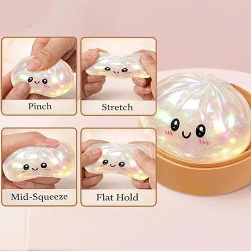 Glitter Dumpling, Glitter Dumpling Squishy with Box,Dumplings Stress Balls Fidget Sensory Balls,Dumplings Sensory Squeeze Toy for Stress Relief thumbnail 7