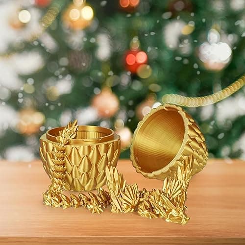 Winged Dragon Inside Surprise Egg Fun Collectible Toy Gift for Kids and Adults, 3D Printed Fantasy Dragon Ideal for Christmas Easter Birthdays and Holiday Decorations (Gold, Medium) thumbnail 6