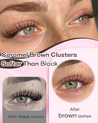 Brown Lash Clusters Natural For Soft Glam 300Pcs Wispy Lashes Cluster Eyelash Cluster Extensions C Curve Individual Lashes DIY Lash Extension Waterproof & Long - Lasting (10-16mm) thumbnail 2
