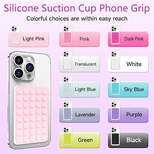 QxbBox Silicone Suction Cup Phone Case Mount, Hands-Free Strong Grip Holder for Selfies and Videos, Silicon Adhesive Phone Stand Sticky with Higher Suction Power for Cell Phone Black thumbnail 2