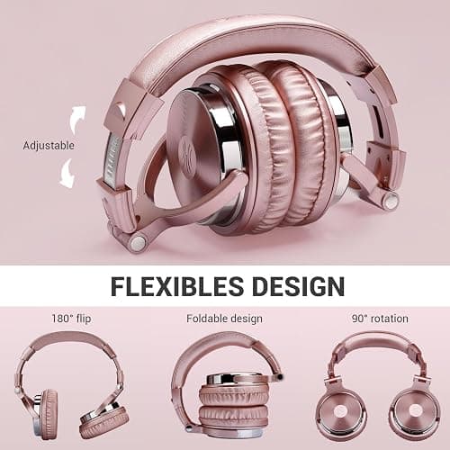 OneOdio Wired Over Ear Headphones Studio Monitor & Mixing DJ Stereo Headsets with 50mm Neodymium Drivers and 1/4 to 3.5mm Jack for AMP Computer Recording Podcast Keyboard Guitar Laptop - Pink thumbnail 7