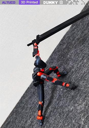 altuco T13 Action Figure for Kids,3D Printed Titan 13 Figure with Multiple Accessories,Dummy 13 Desktop Decorative Toy(Black-red) thumbnail 3