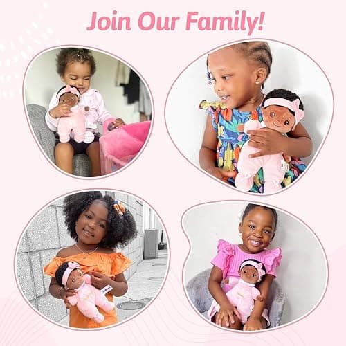 OUOZZZ Baby Doll Accessories with Black Doll, Bassinet, Blanket and Bottle | Interactive Pretend Playset for Social Emotional Learning, Educational Toy for 2 Year Old Girls thumbnail 7