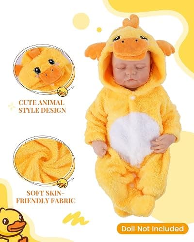 BABESIDE Baby Doll Clothes for 17-20 Inch Dolls, Reborn Doll Clothes | Cute Duck Outfit with Matching Hat | Soft Doll Clothes for Dress-Up & Pretend Play thumbnail 4