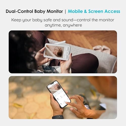 ieGeek 5" Screen Baby Monitor with Camera and Night Vision, 1080P Smart Video Baby Camera, Baby Monitor Long Range with Free APP, Motion&Sound Detection, Temper& Humidity Sensor, Two-Way Talk, PTZ thumbnail 2