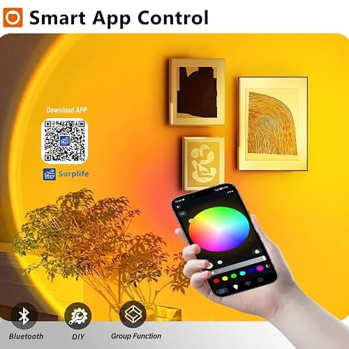 easeking LED Sunset Lamp Projector,Multicolor Changing with USB Port,Sunset Light 180°Rotation for Room Decor,Sunset Lamp for Bedroom,Photography Party,Tiktok Live,Gift for Halloween, Christmas thumbnail 3