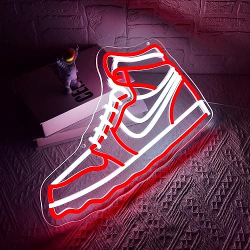 Sneaker Neon Sign for Wall Decor Dimmable Sports Shoes LED Light Sign for Boys Room Red Business Sneaker Signs for Man Cave Shop Club Decor Cool Wall Art Gifts for Men Teens Size 16.5 * 10.4in(P083) thumbnail 2