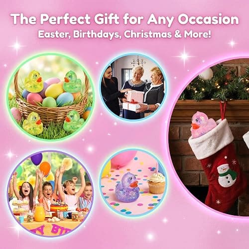 12 Pcs Gliter Mini Duck Squishy, Cute Colorful Slow Rise Fidget Stress Balls for Adult Sensory Ducks for Gifts Office Stocking Stuffer ADHD Autism Anxiety Relief thumbnail 6