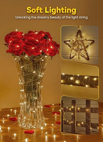 Minetom Fairy Lights Battery Operated with Remote, 33Ft 100 LED Waterproof String Lights Indoor Outdoor, Starry Twinkle Light for Christmas Home Bedroom Wedding DIY Centerpiece Decor thumbnail 6