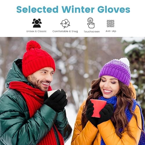 TOBEHIGHER Winter Touchscreen Gloves for Men - Thermal Soft Knit Gloves for Running, Driving and Hiking thumbnail 7