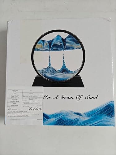 Aoderun Moving Sand Art Picture Round Glass 3D Deep Sea Sandscape in Motion Display Flowing Sand Frame Relaxing Desktop Home Office Work Decor (7", Black) thumbnail 8