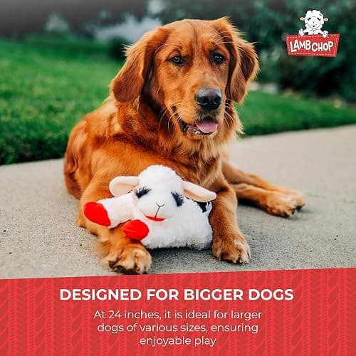 MULTIPET Officially Licensed Lamb Chop Plush Dog Toy, Jumbo, 24-Inch, White (48388) thumbnail 7