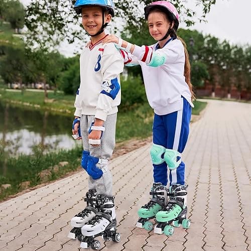 Kuxuan Skates Roller Skates for Girls and Boys Kids, 4 Sizes Adjustable Fun Kids Toddler Rollerskates with Light up Wheels for Teens Women Indoor Outdoor thumbnail 6