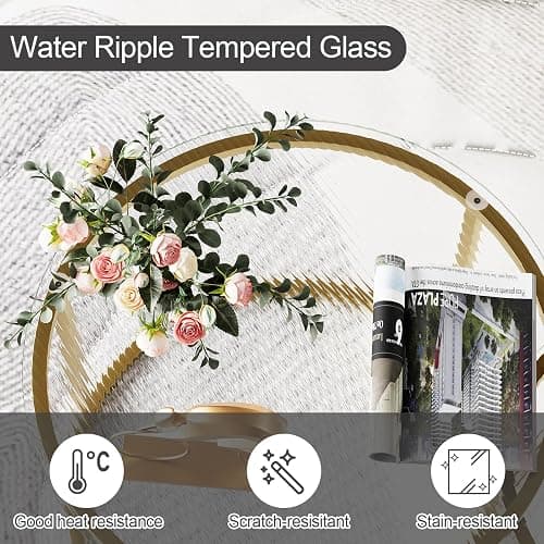 aboxoo Nesting Coffee Table Set of 2, Small Round Glass Nesting Tables for Living Room Bedroom, Accent Tea Table with Gold Metal Frame Modern Industrial Simple thumbnail 5