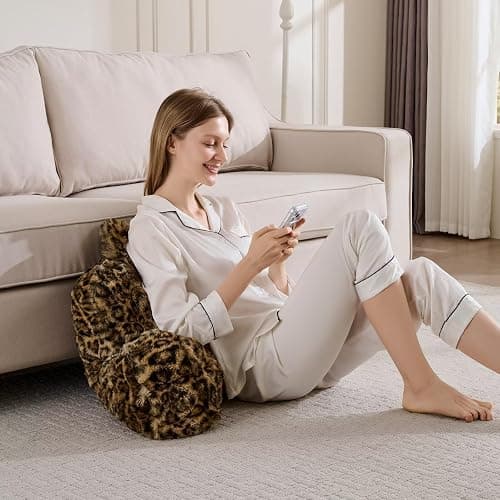 Animebody Reading Pillows for Boyfriend Adult,Velvet Back Pillow Bed Wedge Large, Back Rest Support Cushion for Sitting Up in Bed/Couch for Bedrest 18inch-Leopard Brown thumbnail 4