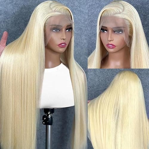BZN 613 13x6 Lace Front Wig Human Hair 13x6 28 Inch 200 Density 613 Lace Frontal Wig Blonde Wig Human Hair Straight 613 HD Lace Frontal Wig Pre Plucked With Baby Hair thumbnail 3