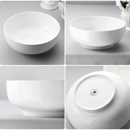 MALACASA Serving Bowls, 114 OZ(10") Extra Large Salad Bowls Set of 2, Porcelain White Serving Bowls for Salad, Soup, Pasta and Dinner, Large Ceramic Bowl Set for Entertaining, Series REGULAR thumbnail 6