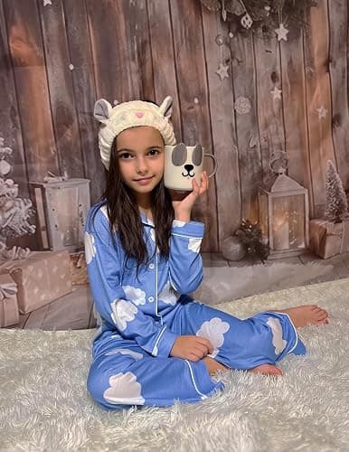 Arshiner Pajamas Set for Girls Plaid Long Sleeve Lounge Set Button Down Pj Sets thumbnail 5