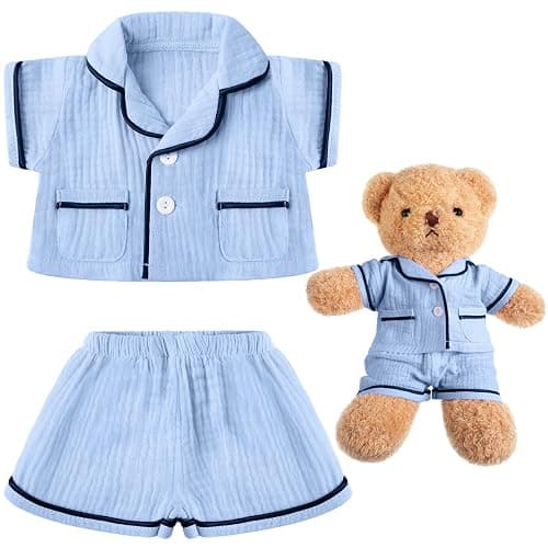 Hungdao Bear Clothes Pajamas Make Your Own Animals Outfits Fits Most 14 Inches Bear Accessories (Blue) - Image 1