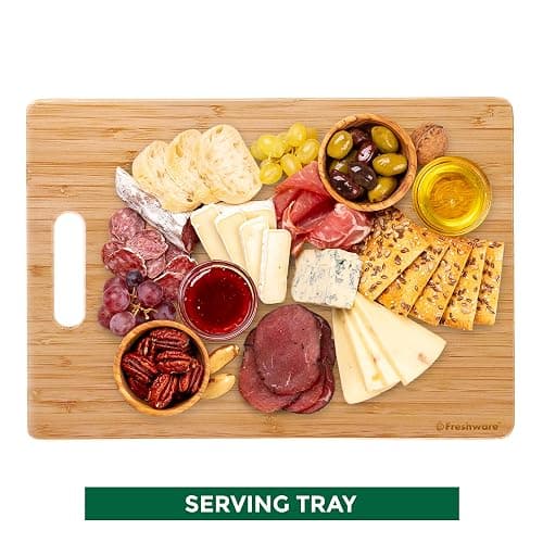 Bamboo Cutting Boards for Kitchen [Set of 3] Wood Cutting Board for Chopping Meat, Vegetables, Fruits, Cheese, Knife Friendly Serving Tray with Handles thumbnail 5