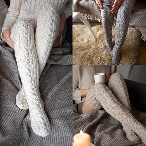 Buauty Women's Cable Knitted Boot Socks Extra Long Thigh High Winter Stockings Over Knee Leg Warmers thumbnail 6