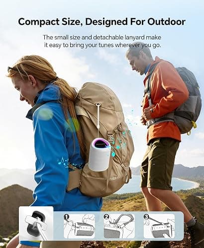 Portable Bluetooth Speaker Beach Essentials: IPX5 Waterproof for Outdoor | Powerful HD Sound,Dynamic Light,All Day Playtime,Wireless BT 5.3,TWS Pairing,Travel|Camping|Pool Accessorie,School Supplies thumbnail 4