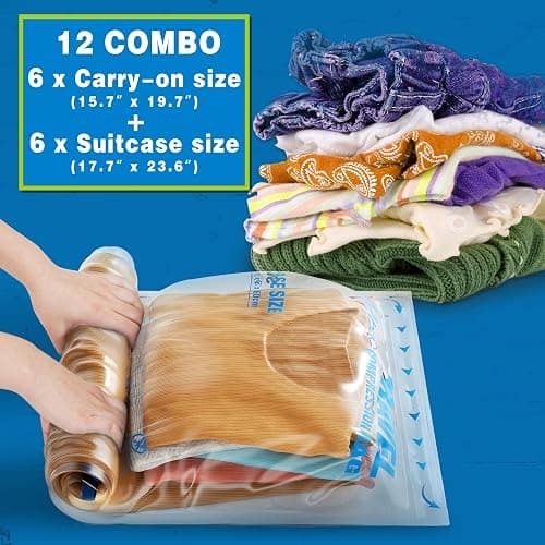 12 Compression Bags for Travel Essentials, Vacuum Packing Space Saver Bags for Cruise Accessories (12-Travel) thumbnail 2