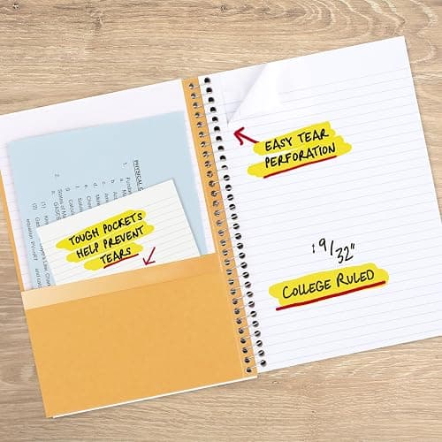 Five Star Spiral Notebook, 2 Subject, College Ruled Paper, 6" x 9.5", 80 Sheets, Blue (840029CG1) thumbnail 6