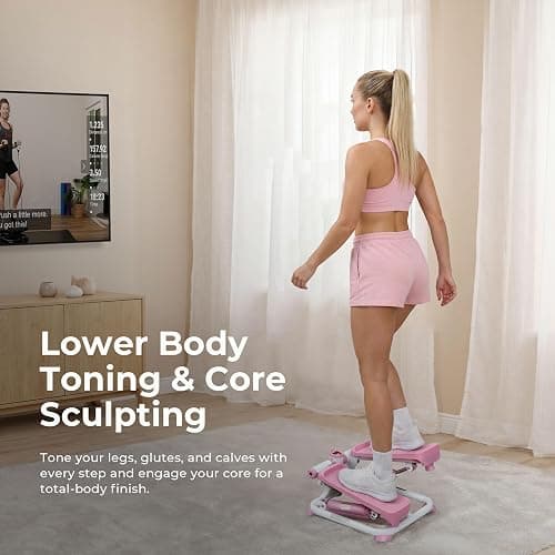 Sunny Health & Fitness Mini Steppers with Digital Monitor and Resistance Bands, Compact Low-Impact Cardio Machines for Home Workouts thumbnail 2