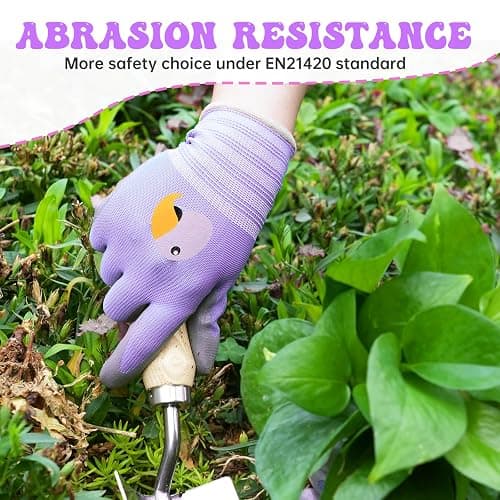 ANDANDA Kids Gardening Gloves, Nitrile Coated Children Yard Work Gloves with Grip, Suitable for Toddlers, Children, Girl, Boy thumbnail 4