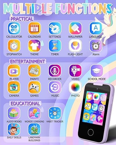 Kids Smart Phone Gifts for Girls 6-8 Year Old,Touchscreen Toy Cell Phone with Multi APPs 8G TF Card for Learning Play Christmas Birthday Gifts for Girls Age 3 4 5 6 7 8 9 thumbnail 2