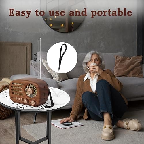 M-Amazup Radios Portable AM FM SW, Retro Radio with Speaker, Transistor Radio Bluetooth 5.3, Rechargeable Battery Powered, TWS, Support TF Card/MP3/USB Playing, Gifts for Senior, Light Wood thumbnail 7