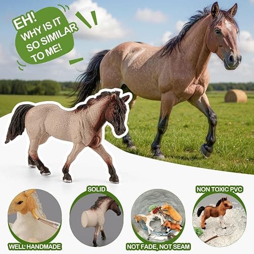 THINKBAY 35 PCS Horses Toys Set for Kids, Solid Realistic Horse Stable Playset Barn Toys for Girls, Ideal Birthday Farm Animals Gift for Toddlers thumbnail 5
