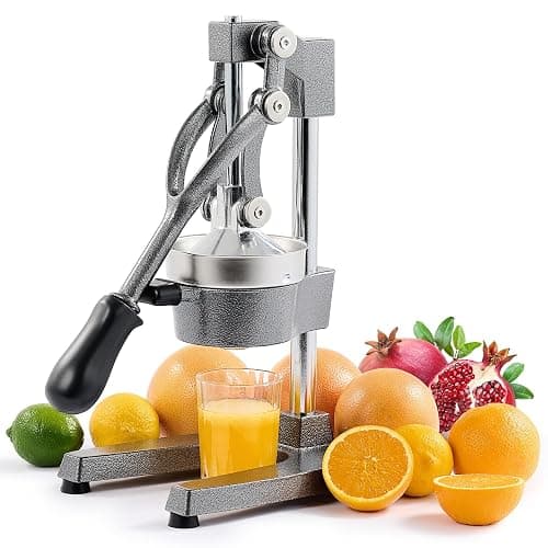 CO-Z Manual Citrus Juicer, Commercial Grade Cast Iron Orange Juicer, Professional Heavy Duty Juice Press with Removable Strainer, Manual Juice Extractor for Orange Lemon Pomegranate Citrus, Gray - Image 1