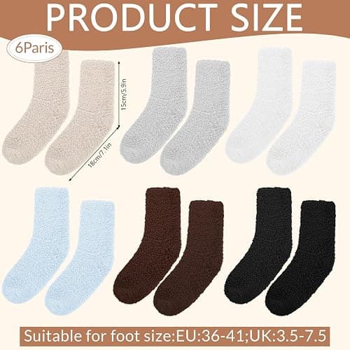 Halinuia 6 Paare Kuschelsocken Damen Warme Flauschige Socken Kuschel Bettsocken Schlafsocken Thermosocken Dicke Wintersocken Haussocken für Weihnachten als Geschenke 36-41 thumbnail 2