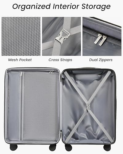Expandable Hardshell Suitcase with TSA Lock, Medium Checked Luggage 24 Inch | Medium Packing Space, Lightweight ABS Hardshell with Spinner Wheels, Organized Interior for Travel, Black Suitcase thumbnail 6
