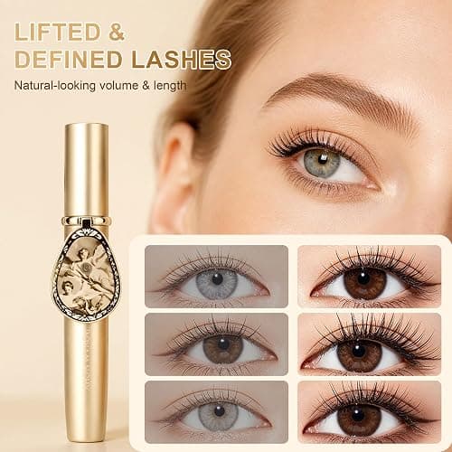 MIRVIASTAngel Slender Volume Mascara, Curl & Length, Lift, Waterproof, No Smudging, Luxury Lash Experience，Gold Tube Waterproof Mascara with Built‑in Mirror thumbnail 4