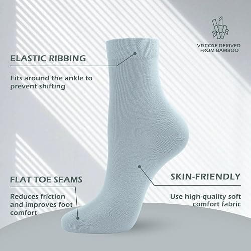 SERISIMPLE Women Thin Viscose Bamboo Socks Crew Lightweight Above Ankle Casual Dress Sock For Ladies Bootie Trouser 5 Pairs thumbnail 4