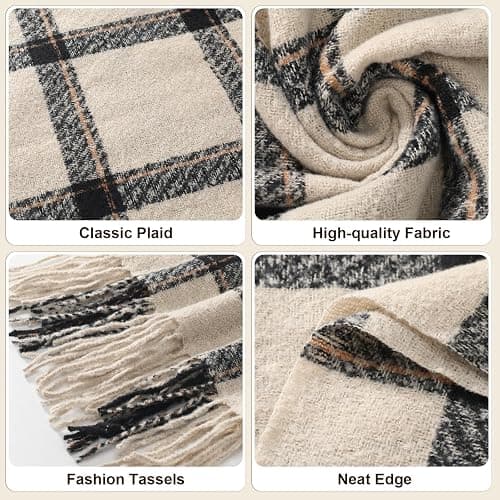 Trifabricy Winter Scarfs for Women, Long Blanket Scarf, Fashion Soft Taseel Plaid Scarf, Chunky Oversized Shawls and Wraps thumbnail 4