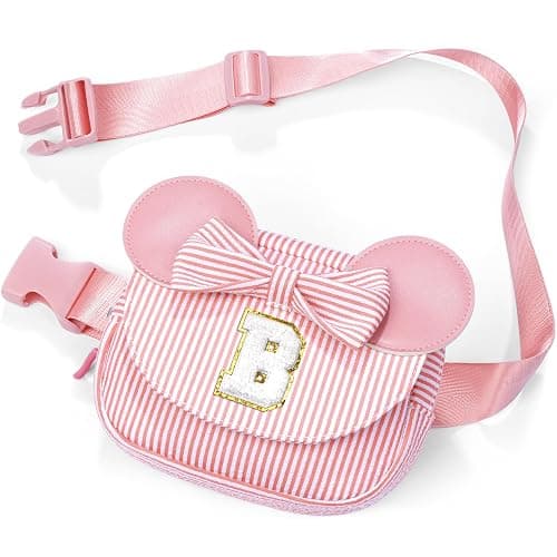 QLOVEA Daughter Gifts - Birthday Gifts for 3 4 5 6 7 8 9 10 11 12 13 Year Old Girls, Initial Fanny Pack Crossbody Bag Belt Bag Purse for Teen Girls Bean Pink B - Image 1