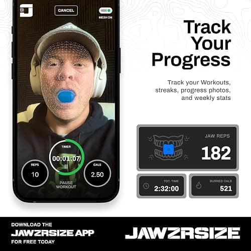 Jawzrsize Athletic Bundle Jaw Enhancer - Jaw, Face, and Neck Exerciser, Helps Reduce Stress and Cravings - Facial Exercise (Pop N Go & Custom Fit (Beg., Adv., & Elite), Green & Blue) thumbnail 5