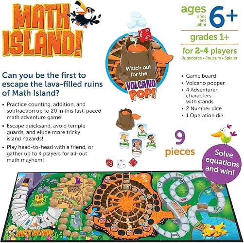 Learning Resources Math Island Addition & Subtraction Game - Math Manipulatives, Educational Board Toys, Classroom Flash Cards , Volcano Toy, STEM Kids, Gifts for Boys And Girls , Montessori - Toys thumbnail 7